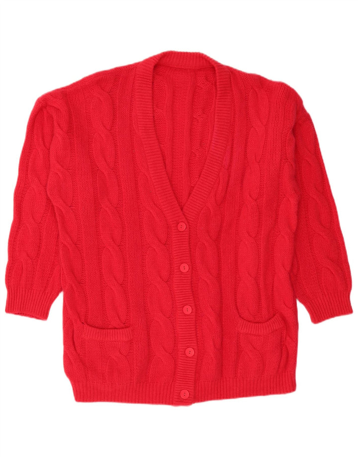 VINTAGE Womens Cardigan Sweater UK 20 2XL Red Wool