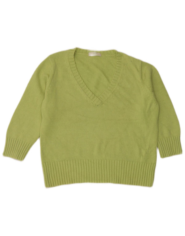 Maglione da donna Marks & Spencer con maniche a 3/4 e scollo a V UK 18 XL Verde