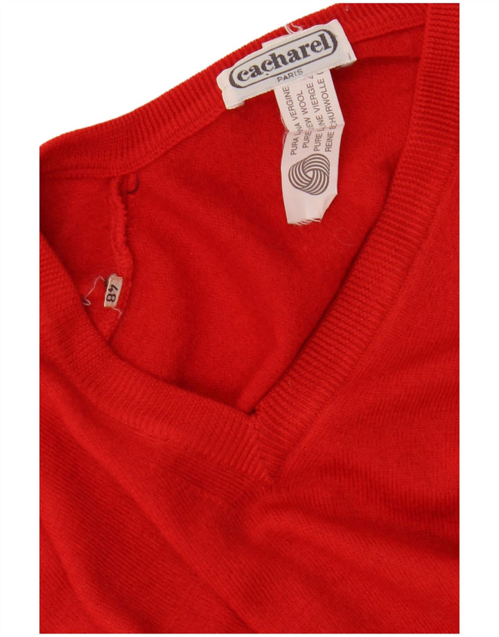 Maglione da donna con scollo a V Cacharel IT 48 XL Lana rossa