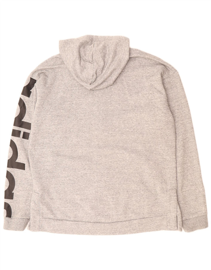 Maglione con cappuccio e zip grafica da uomo ADIDAS grande in poliestere grigio