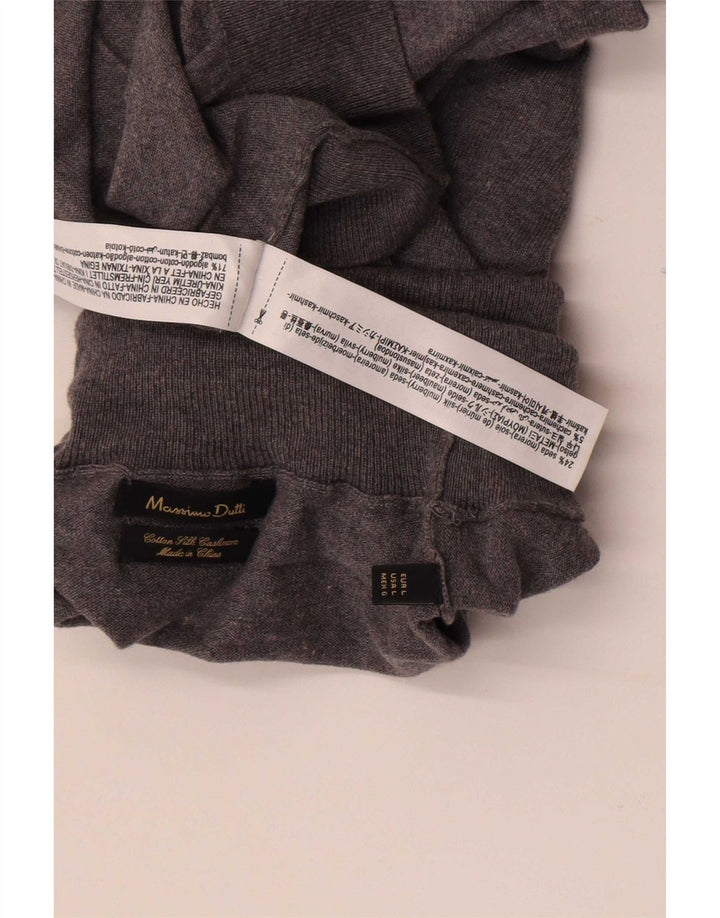 Massimo Dutti Maglione da uomo con collo alto e maglione grande in cotone grigio