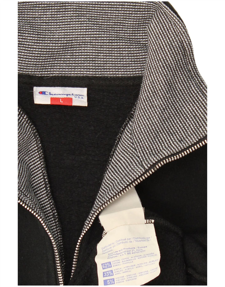 CHAMPION Felpa da uomo con collo con zip, maglione grande, cotone nero