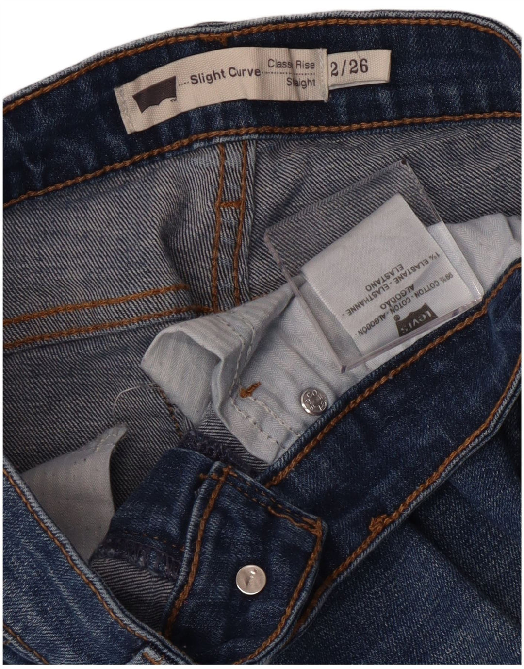 Jeans dritti leggermente curvy da donna Levi's US 2 Small W26 L29 Blu classico