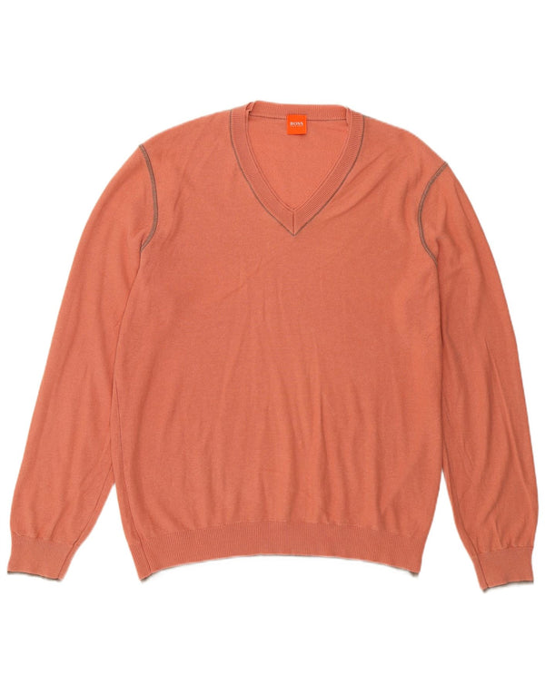 Maglione da uomo con scollo a V Hugo Boss rosa medio