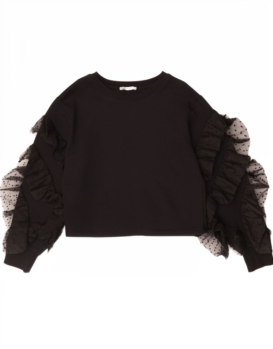 Top corto da donna Zara a maniche lunghe UK 10 piccolo cotone nero