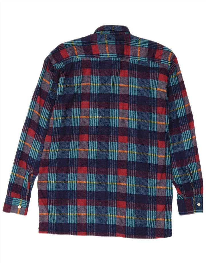 Camicia vintage da uomo in flanella taglia 37/38 piccola in cotone a quadri blu navy
