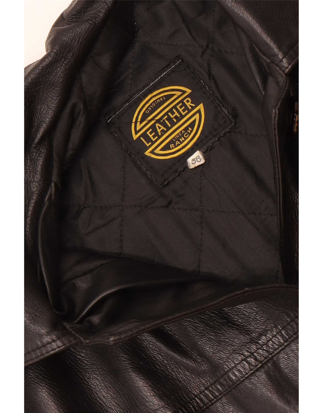Cappotto in pelle vintage da donna dalla vestibilità rilassata EU 36 piccolo nero