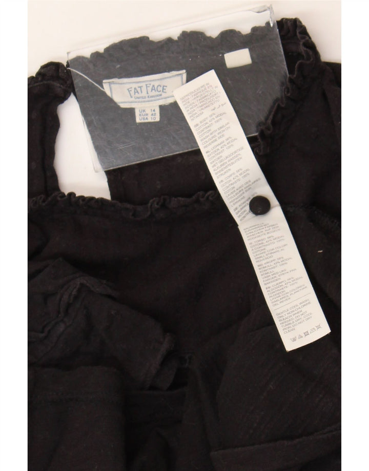 Camicetta da donna Fat Face Top UK 14 grande cotone nero
