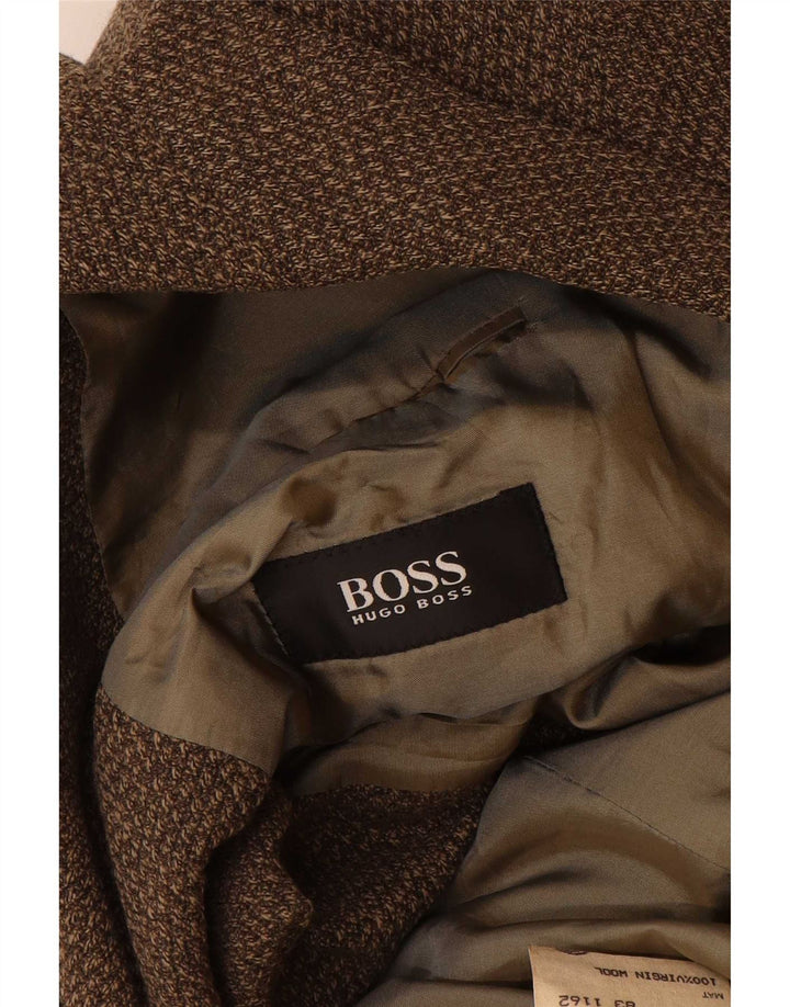 Giacca blazer da uomo a 3 bottoni Hugo Boss EU 52 XL lana vergine marrone