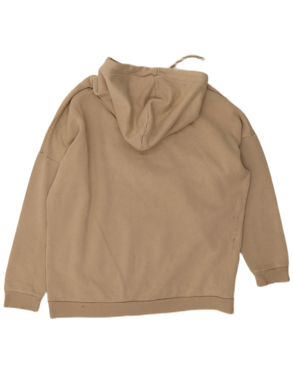 Superdry Womens Graphic Oversized Hoodie Jumper UK 12 Medium  Beige Cotton