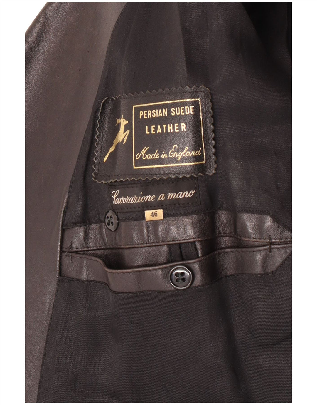 Cappotto in pelle vintage da uomo IT 46 piccolo classico in pelle nera