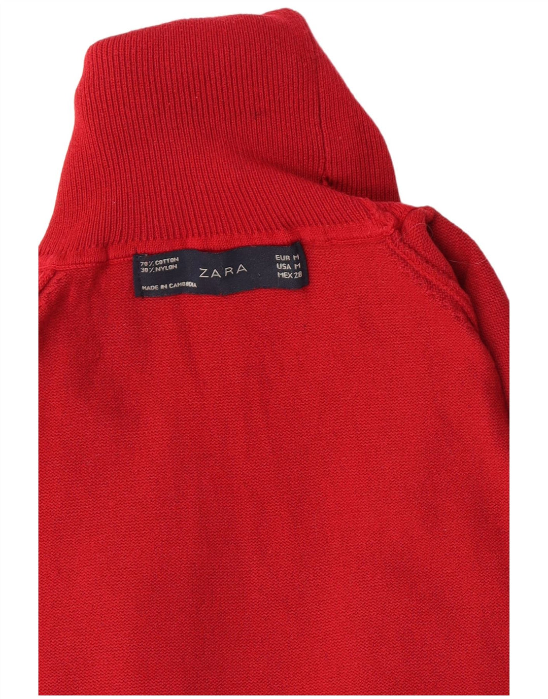 Maglione Zara da donna a maniche corte con collo alto, UK 12, rosso medio