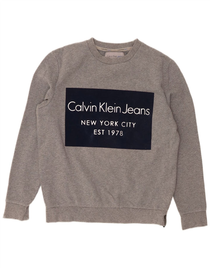 Calvin Klein Jeans Felpa grafica da uomo Maglione grigio medio chiazzato