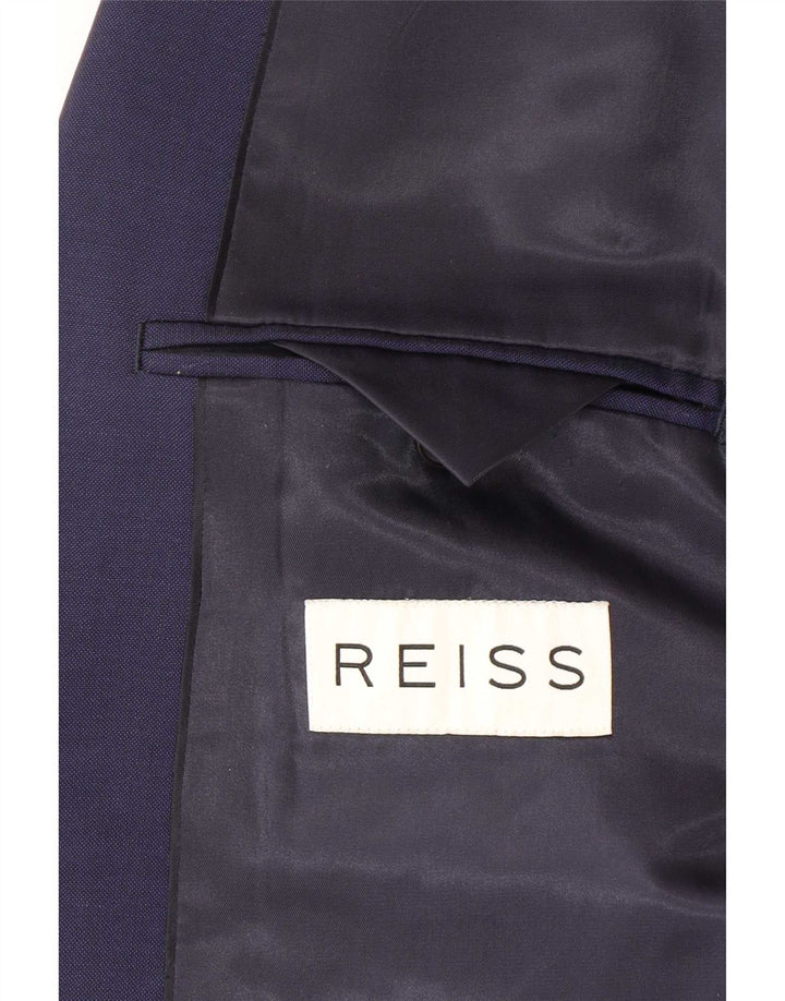 Giacca blazer da uomo a 1 bottone Reiss UK 38 media lana blu navy