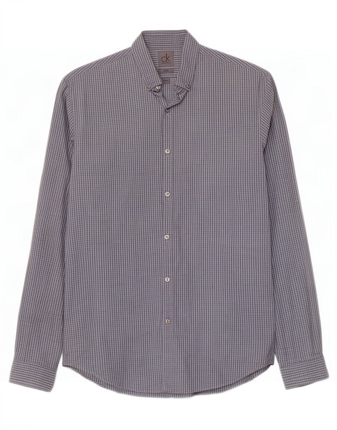 Camicia slim fit da uomo Calvin Klein taglia 39 15 1/2 cotone a quadretti blu medio
