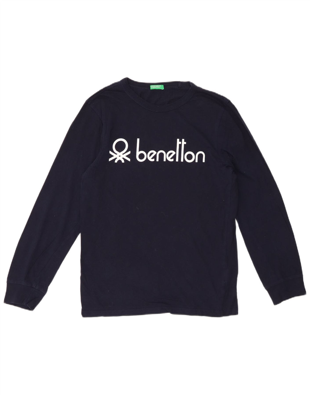 BENETTON Top grafico da uomo a maniche lunghe in cotone blu navy medio