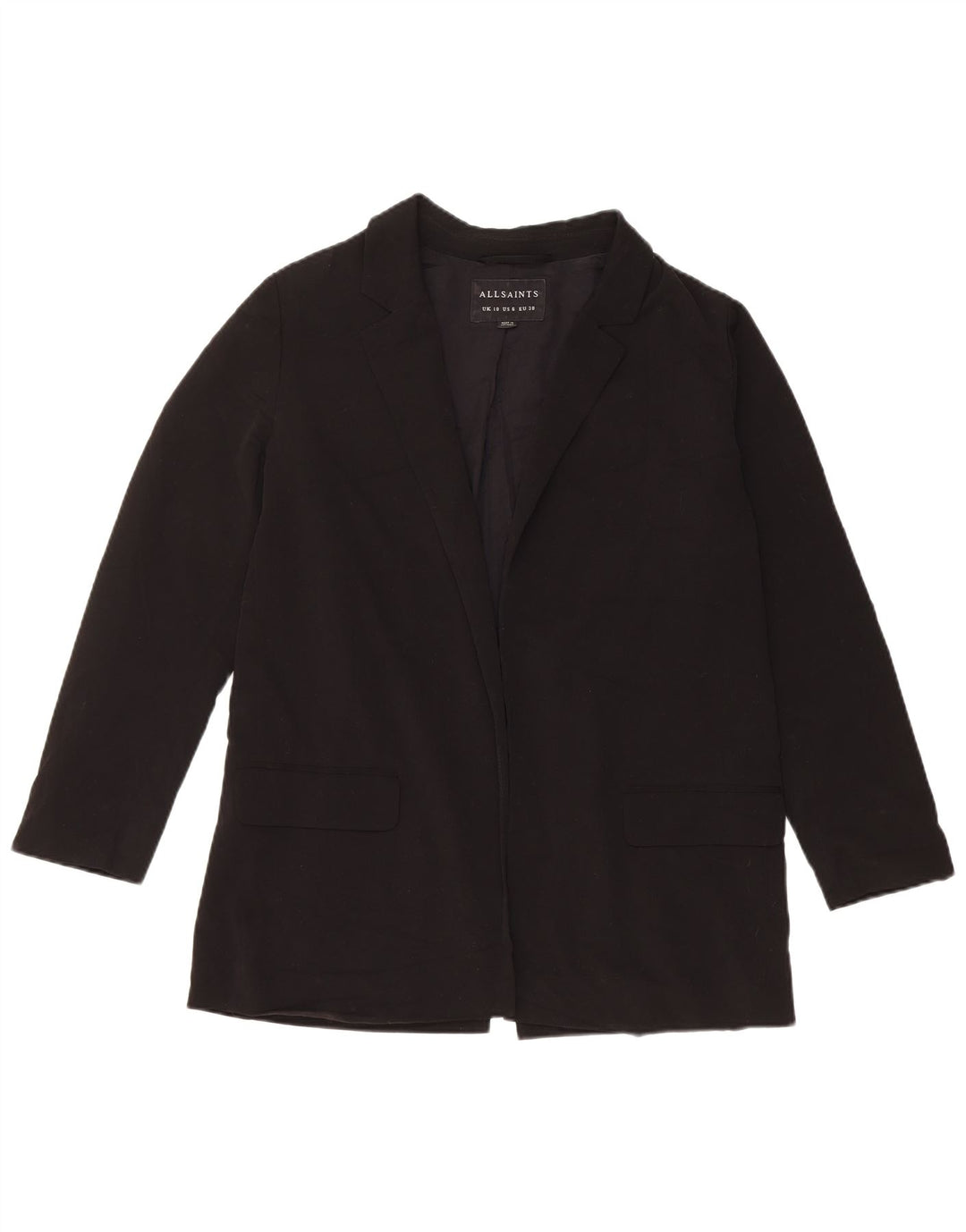 Giacca blazer aperta da donna ALL SAINTS UK 10 piccola in poliestere nero