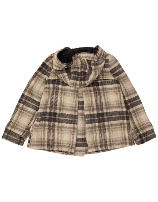 Cappotto da marinaio con cappuccio da donna Zara UK 14 Poliestere a quadri grigio medio