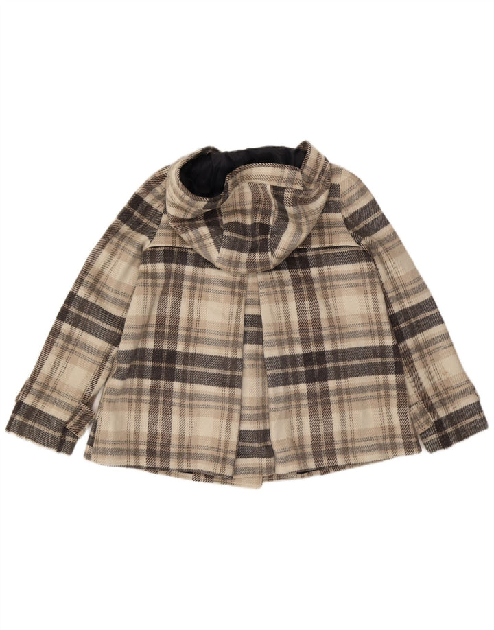 Cappotto da marinaio con cappuccio da donna Zara UK 14 Poliestere a quadri grigio medio