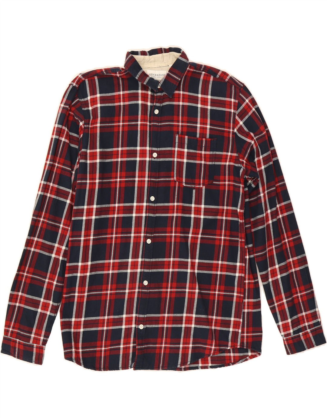 VINTAGE Mens Flannel Shirt Large Red Check Cotton Vintage Vintage and Second-Hand Vintage from Messina Hembry 