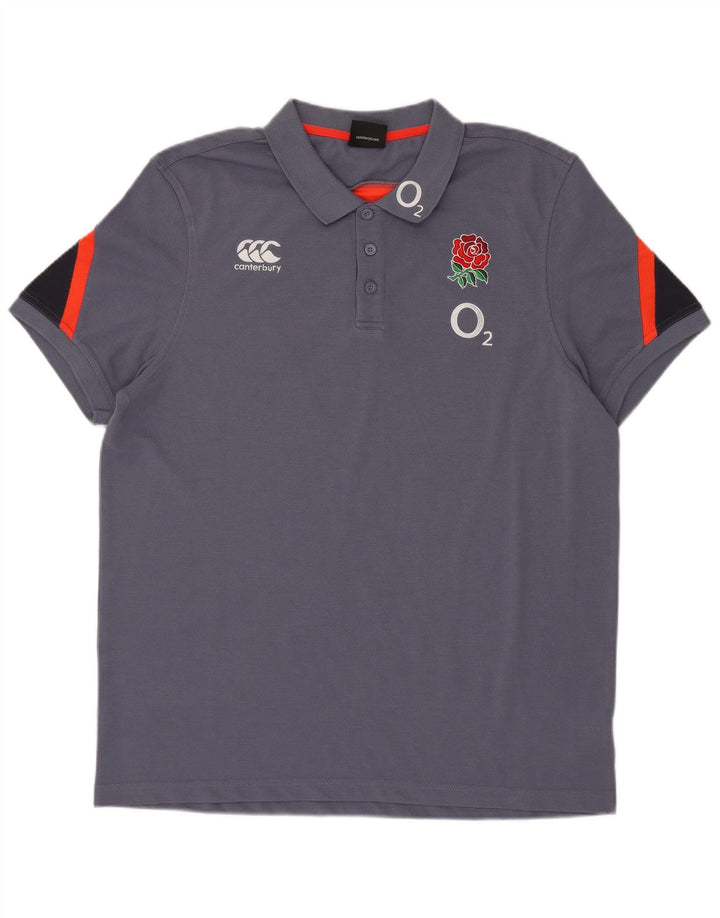 Polo grafica da uomo CANTERBURY XL in poliestere color block blu navy