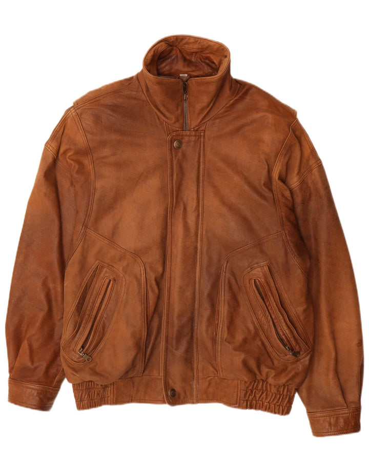 CARLO COMBERTI Giubbotto in Pelle Uomo IT 48 Pelle Marrone Medio