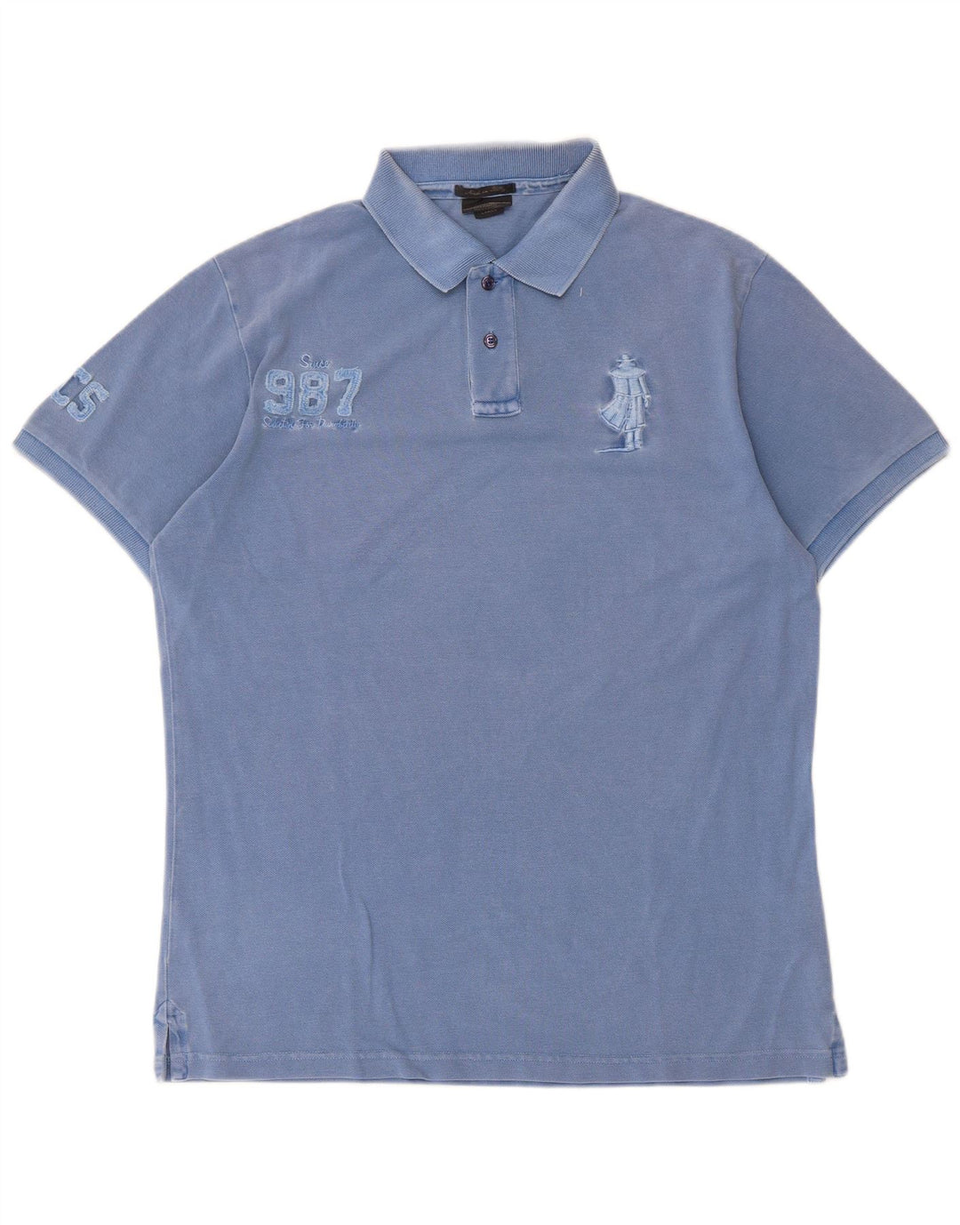 Polo grafica da uomo Marlboro Classics grande in cotone blu