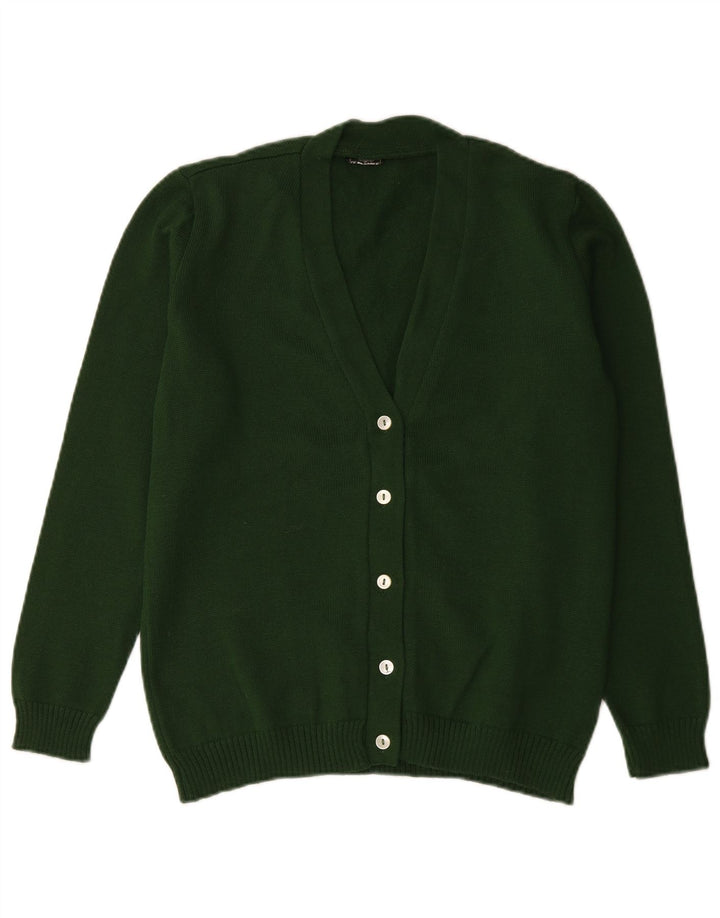 Maglione cardigan da donna vintage UK 14 grande verde