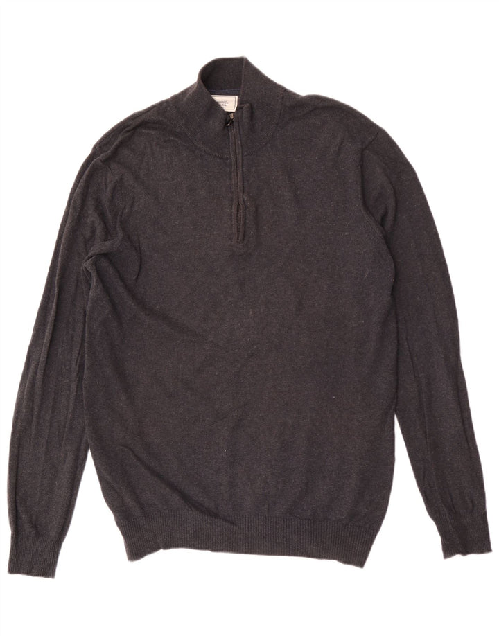 Maglione da uomo John Lewis con zip e collo XL in cotone grigio