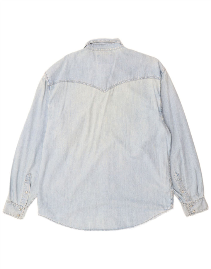 Camicia di jeans western da uomo Wrangler di grandi dimensioni in cotone blu