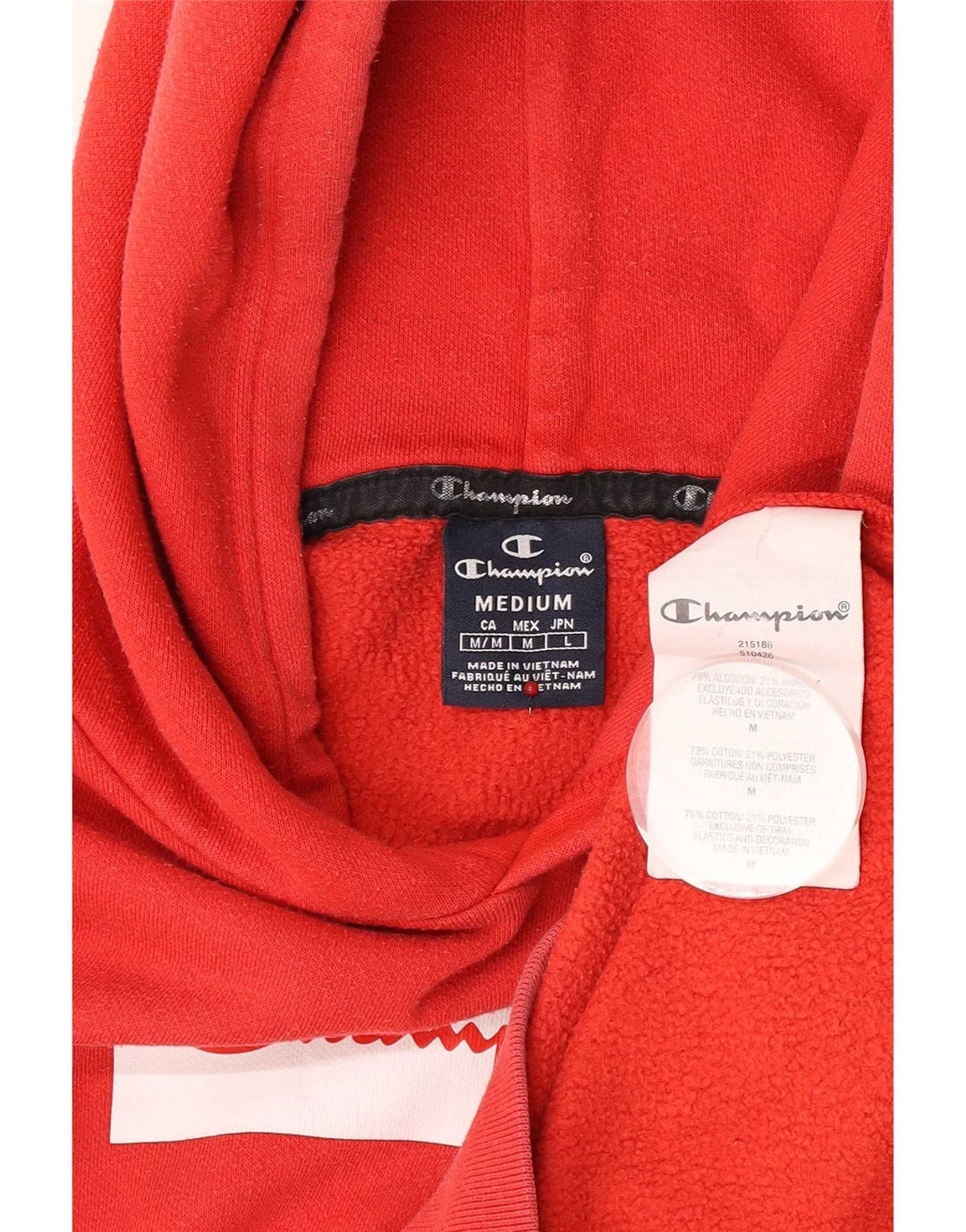 Maglione con cappuccio grafico da uomo Champion in cotone rosso medio
