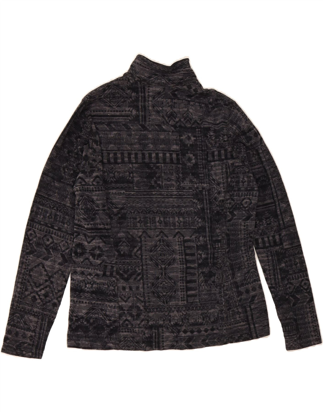 EDDIE BAUER Womens Zip Neck Fleece Jumper UK 14 Medium Grey Fair Isle Vintage Eddie Bauer and Second-Hand Eddie Bauer from Messina Hembry 