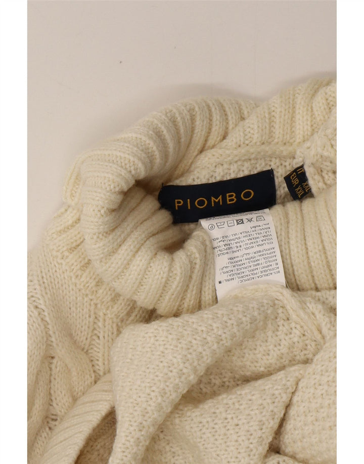 Maglione maglione collo alto da uomo PIOMBO 2XL acrilico bianco