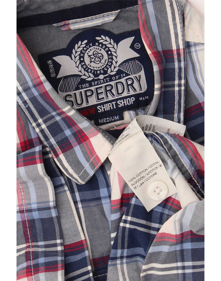 Camicia a maniche corte da uomo Superdry a quadri blu medio