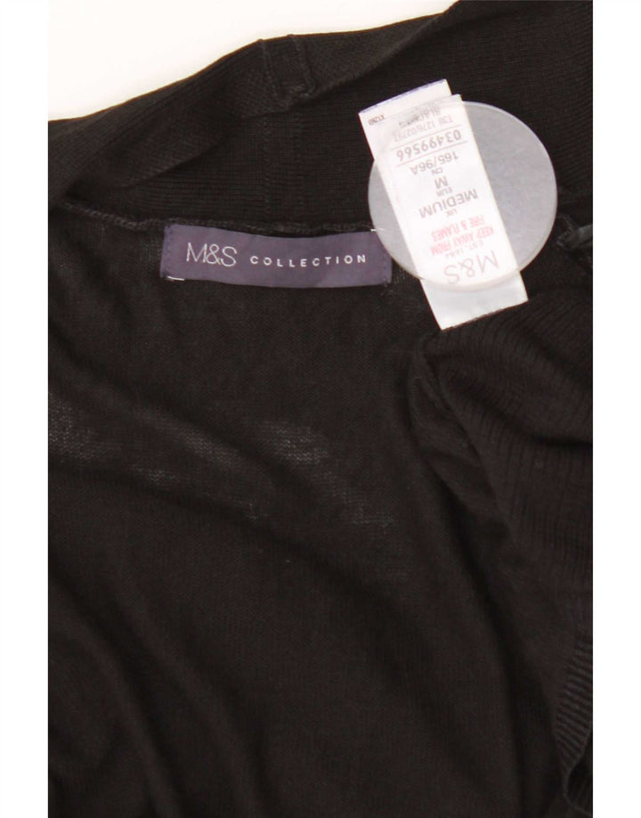 Maglione cardigan aperto lungo da donna Marks & Spencer UK 12 medio nero