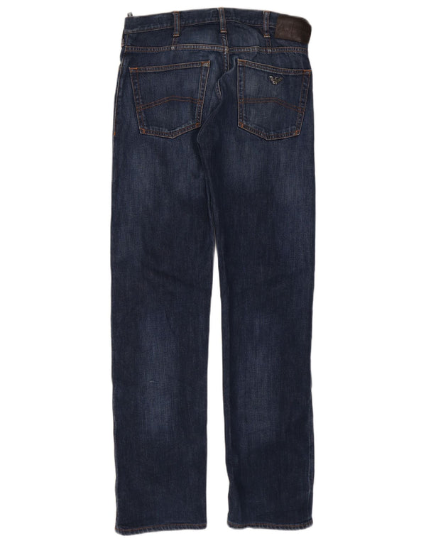 Jeans dritti da uomo vestibilità regolare Armani W30 L32 cotone blu navy