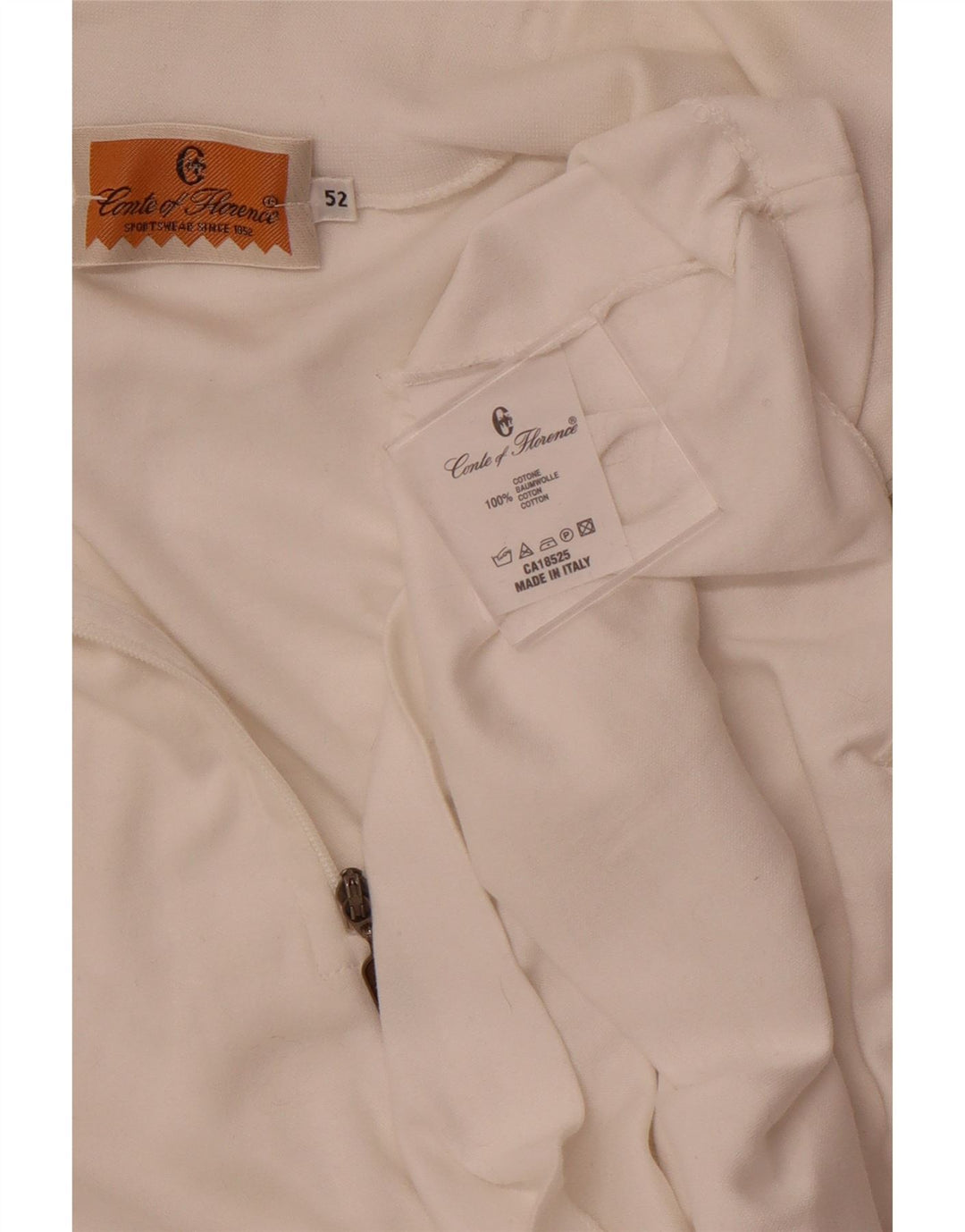 CONTE OF FLORENCE Top da tuta pullover con zip da donna IT 52 2XL Bianco