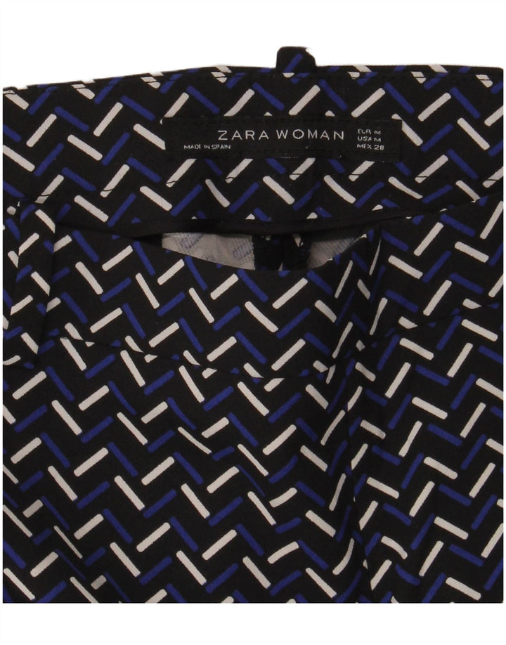 Pantaloni casual slim da donna Zara medi W30 L28 blu navy geometrici