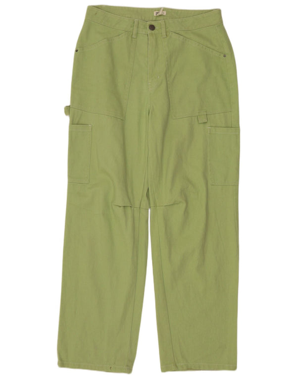 Pantaloni cargo dritti da donna Billabong UK 10 piccoli W32 L29 cotone verde