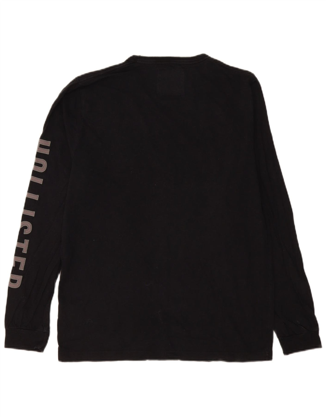 Top Hollister da uomo con grafica a maniche lunghe, grande, cotone nero