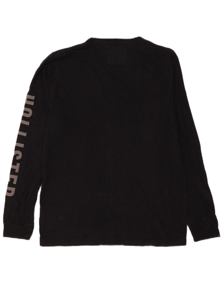 Top Hollister da uomo con grafica a maniche lunghe, grande, cotone nero