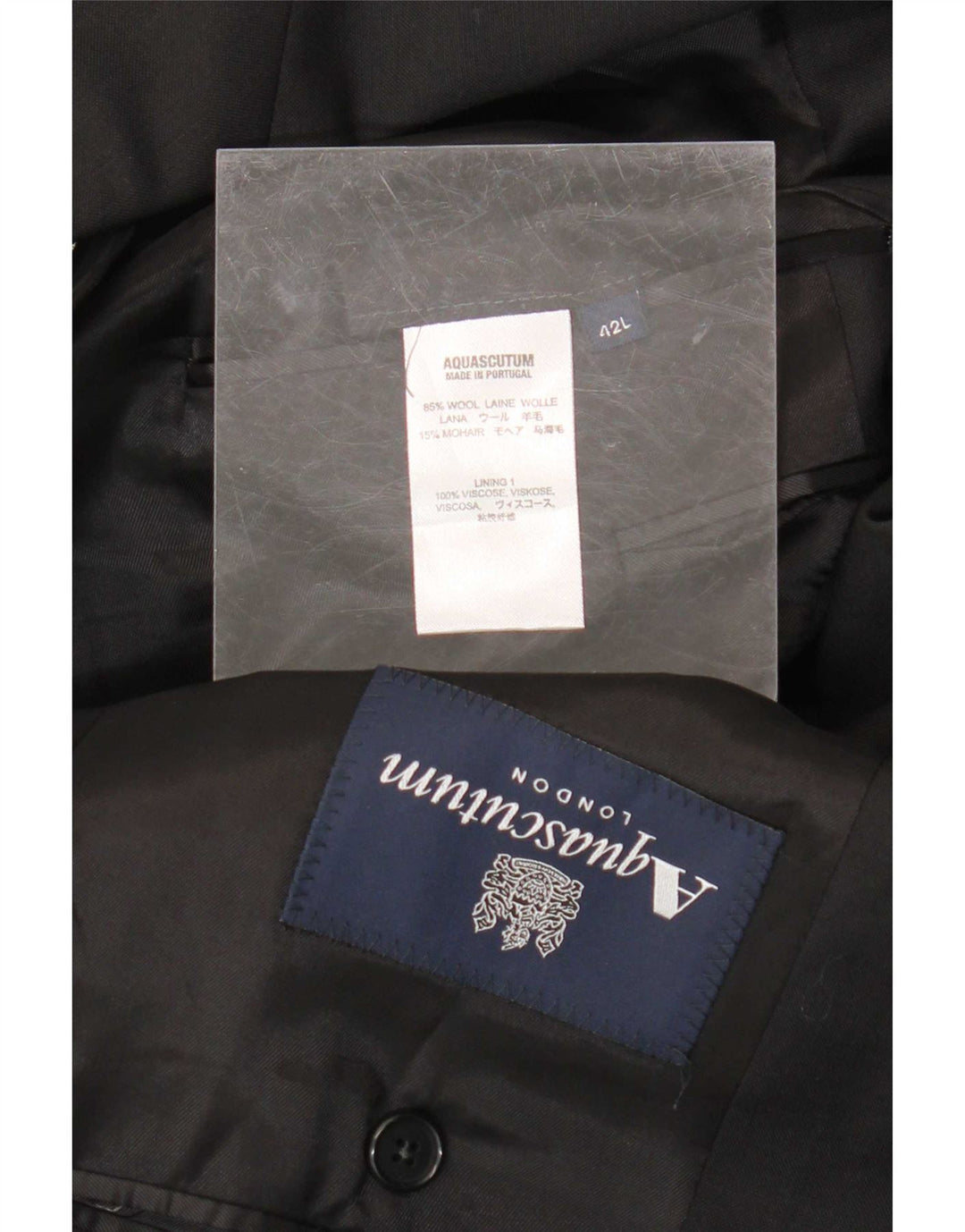 Aquascutum Giacca blazer a 2 bottoni da uomo UK 42 XL Lana nera