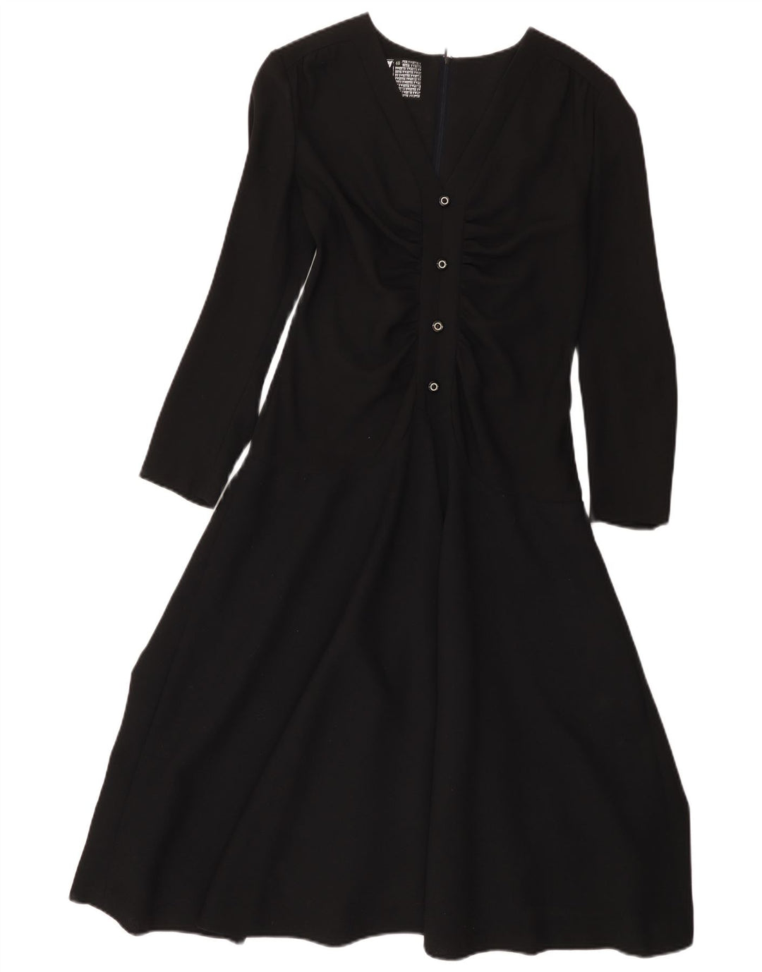 Abito a trapezio a maniche lunghe da donna Yvette EU 40 Acetato nero medio