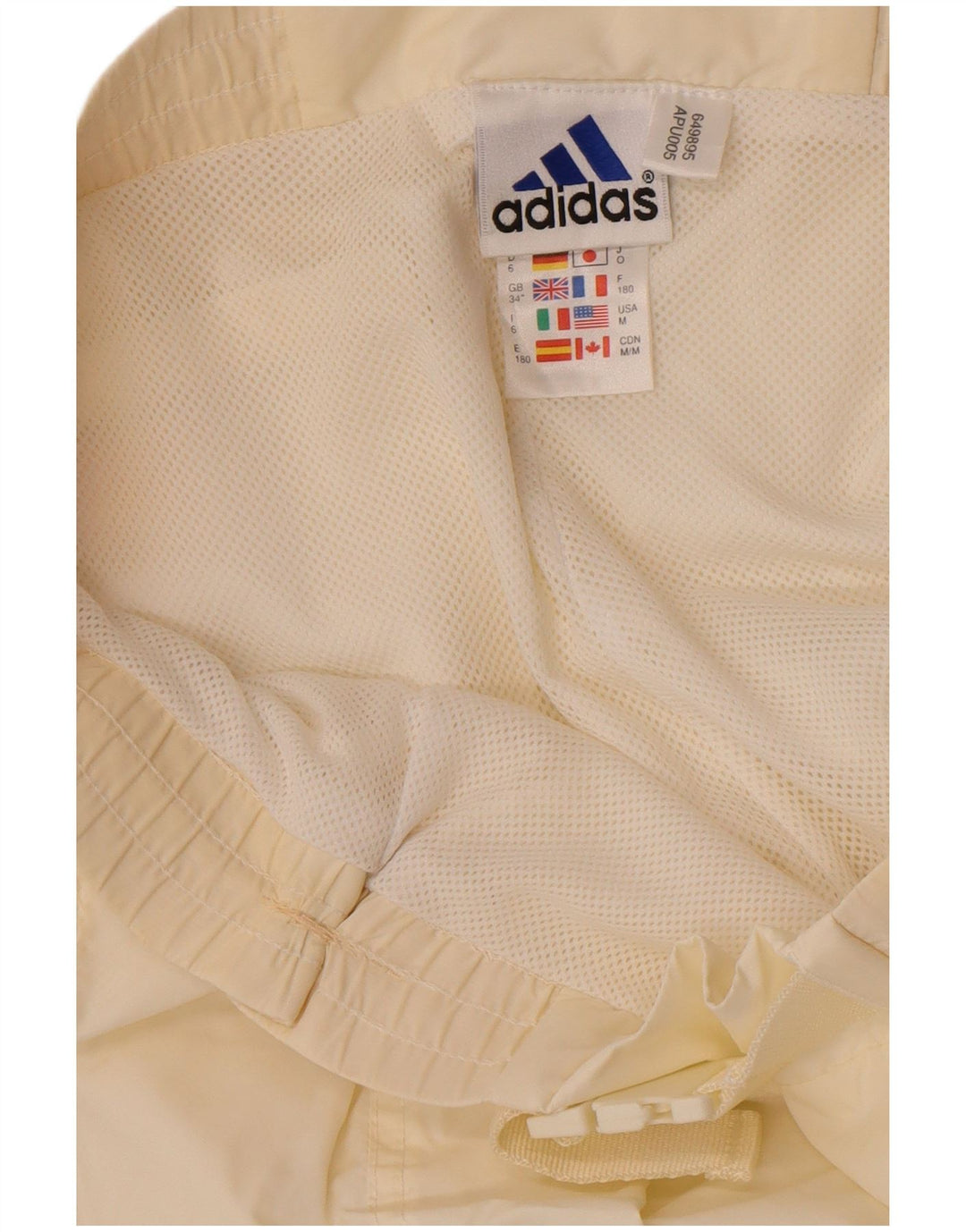 Pantaloni impermeabili Adidas da uomo grandi in poliammide bianco sporco