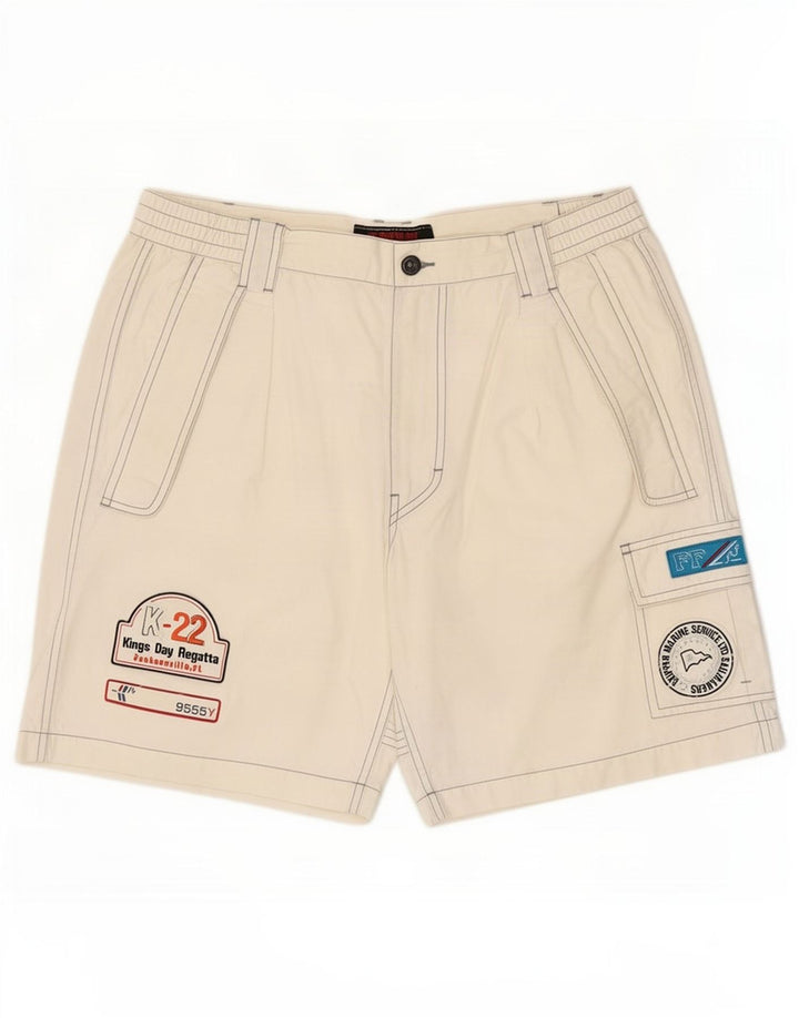 Pantaloncini cargo grafici da uomo Murphy & Nye grandi W36 in cotone bianco sporco