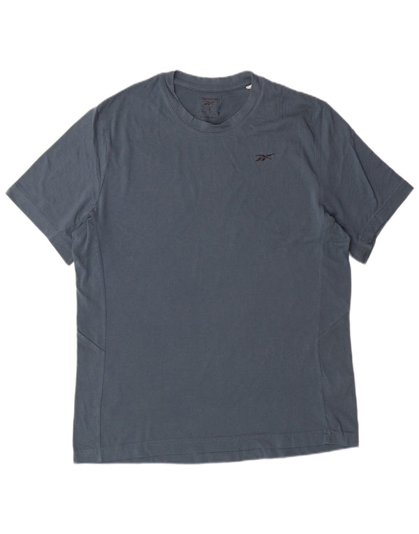 REEBOK Mens T-Shirt Top Large Blue Polyester