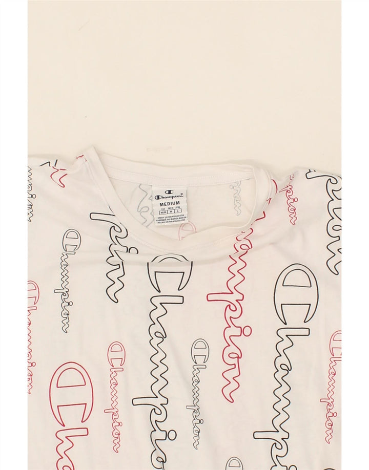 CHAMPION Womens Graphic T-Shirt Top UK 12 Medium White Cotton Vintage Champion and Second-Hand Champion from Messina Hembry 