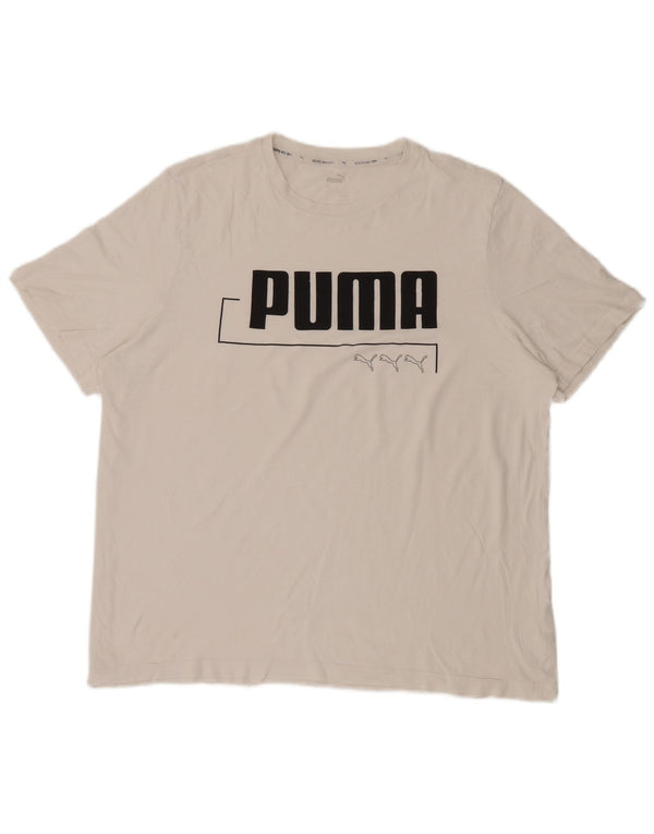 T-shirt grafica da uomo Puma Top XL in cotone bianco