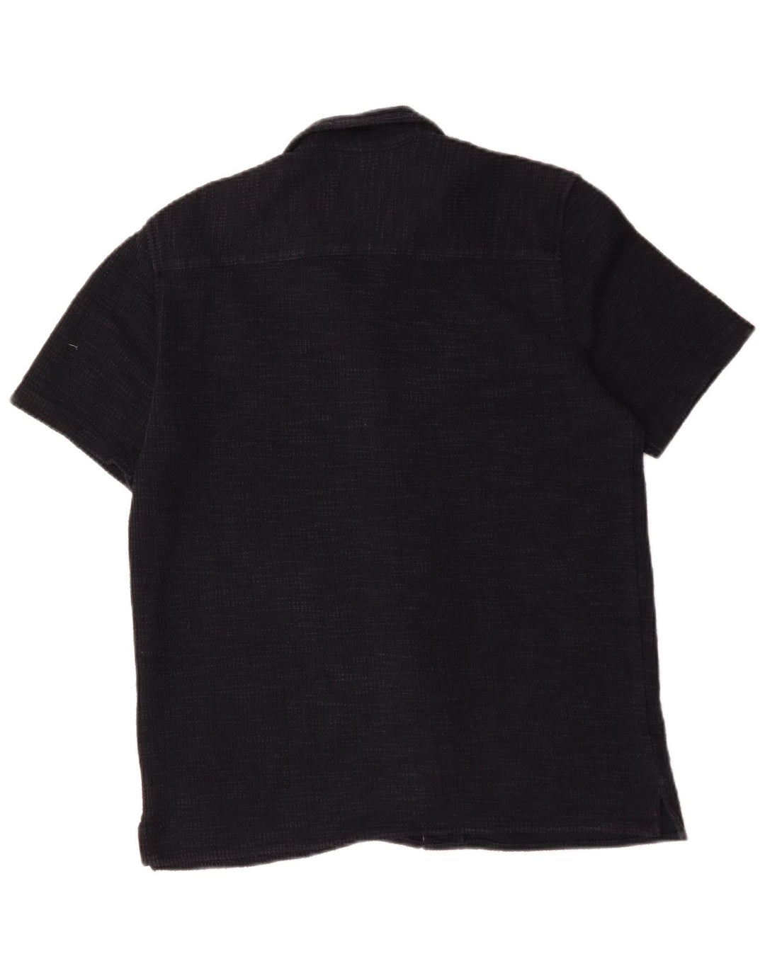Camicia Zara da uomo in flanella a maniche corte in cotone blu navy medio