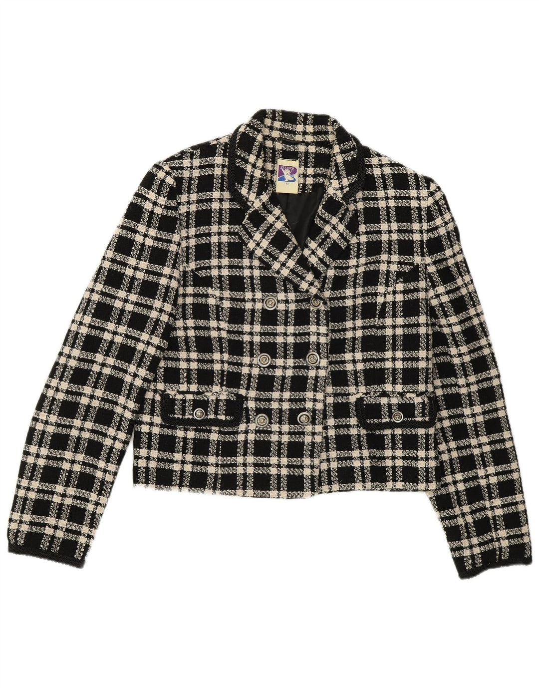 Giacca blazer doppiopetto da donna Yessica EU 40 lana a quadri nera media